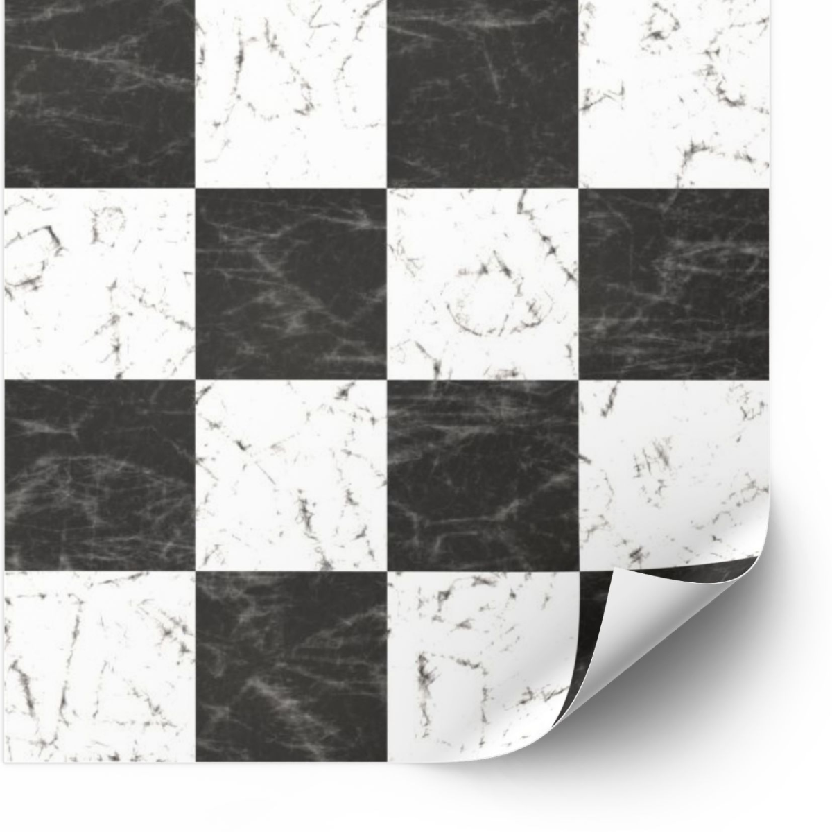 Tiles Sticker - Black and White Marble pattern  Peel and Stick Tile / 24 pcs