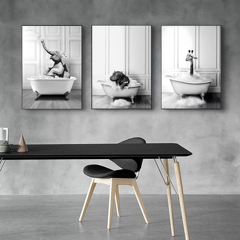 Posters -  Nordic Bathroom Decoration Animals / Set of 3