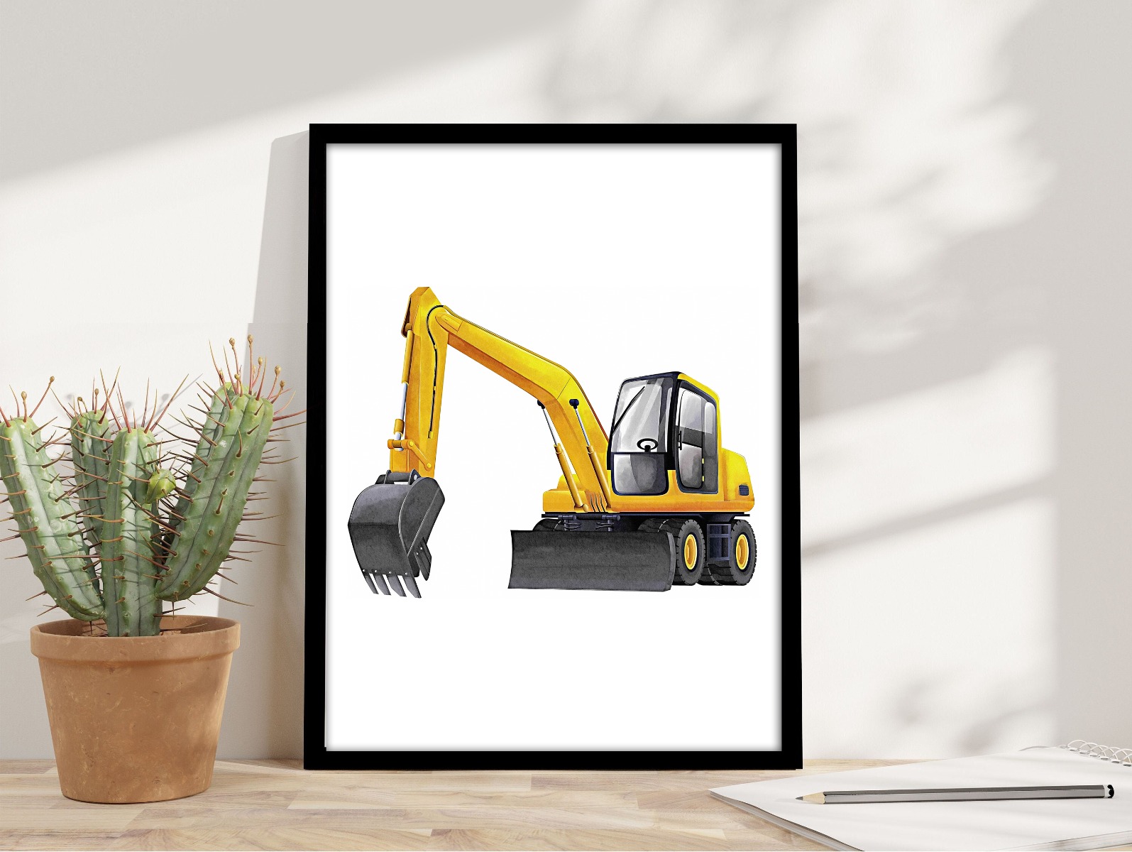 Poster – Excavator / Yellow