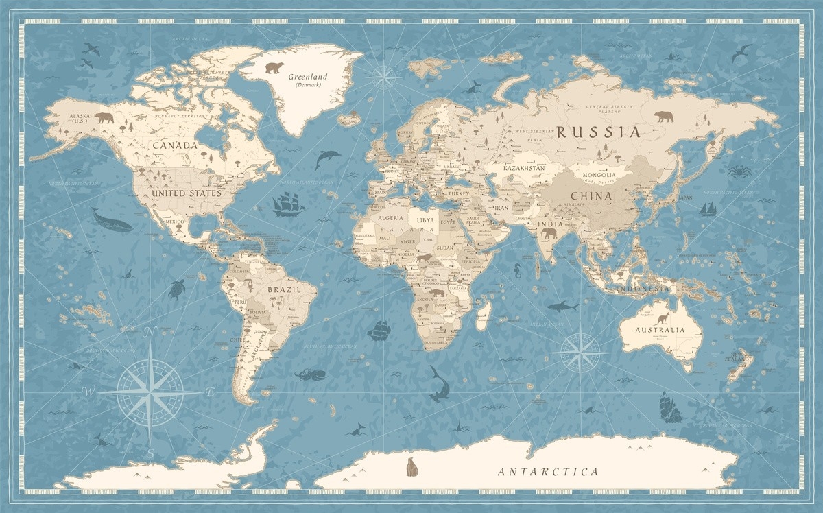 Wallsticker -  World Map with Animals / 03