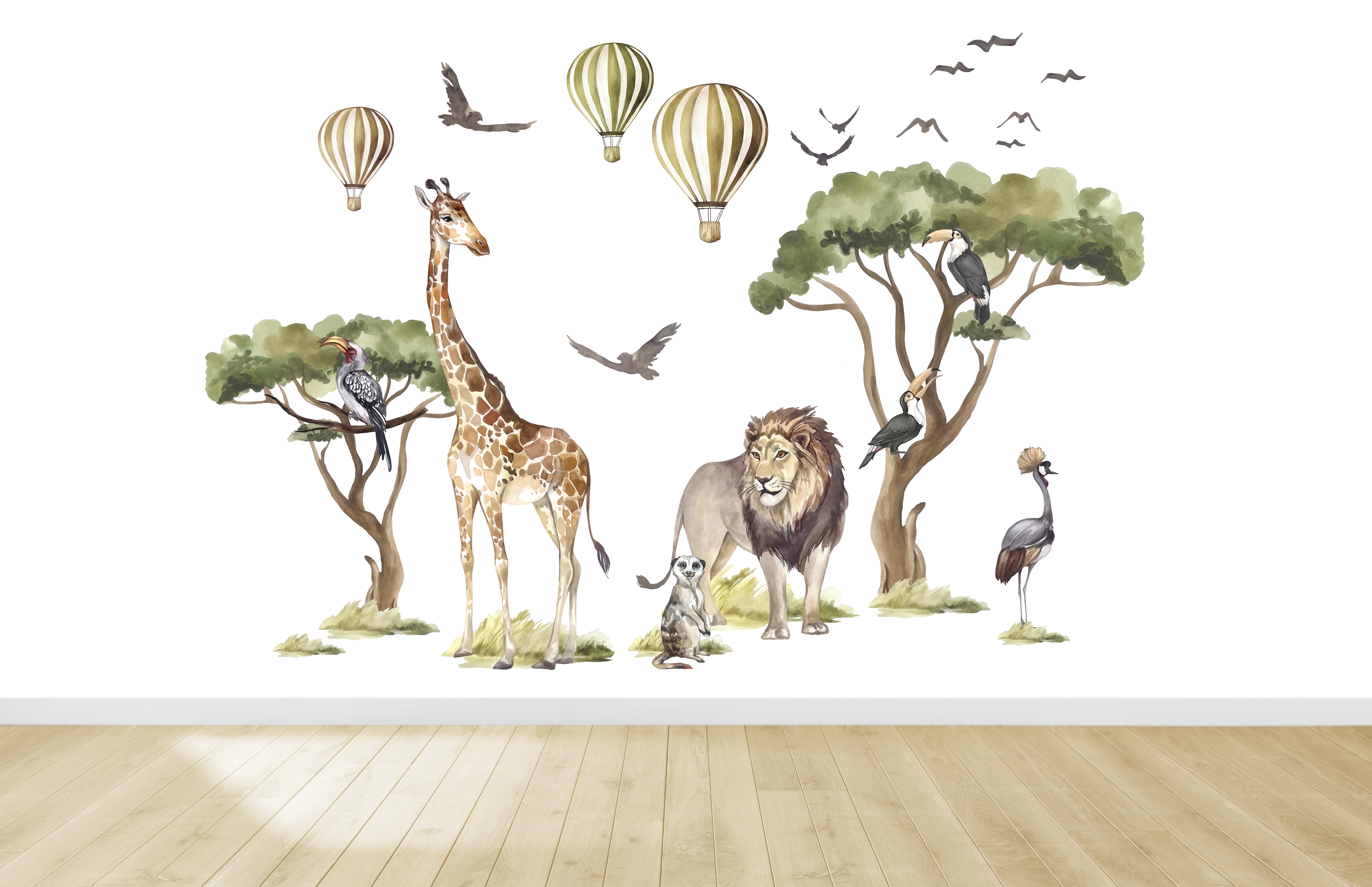 Wallsticker - Savanna Animals, Birds and Trees