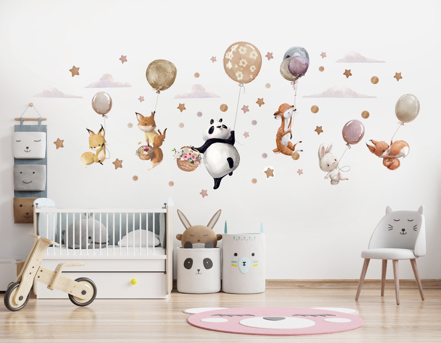 Wallsticker - Animals and Balloons / Beige