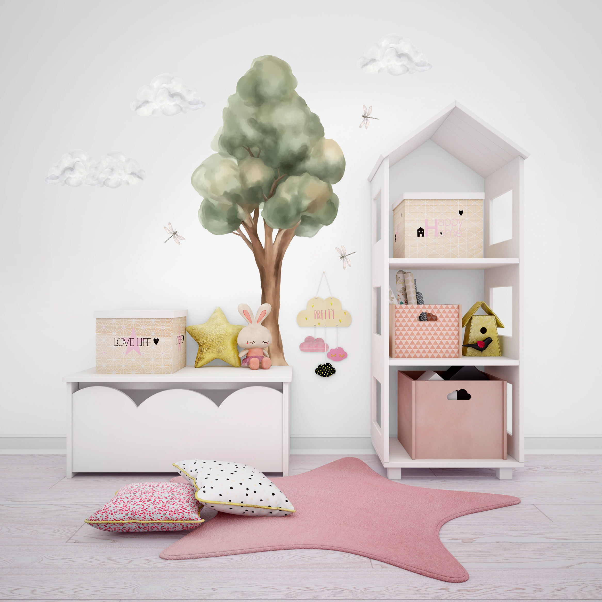 Wallsticker - Dinosaurus / Trees and Dragonflies