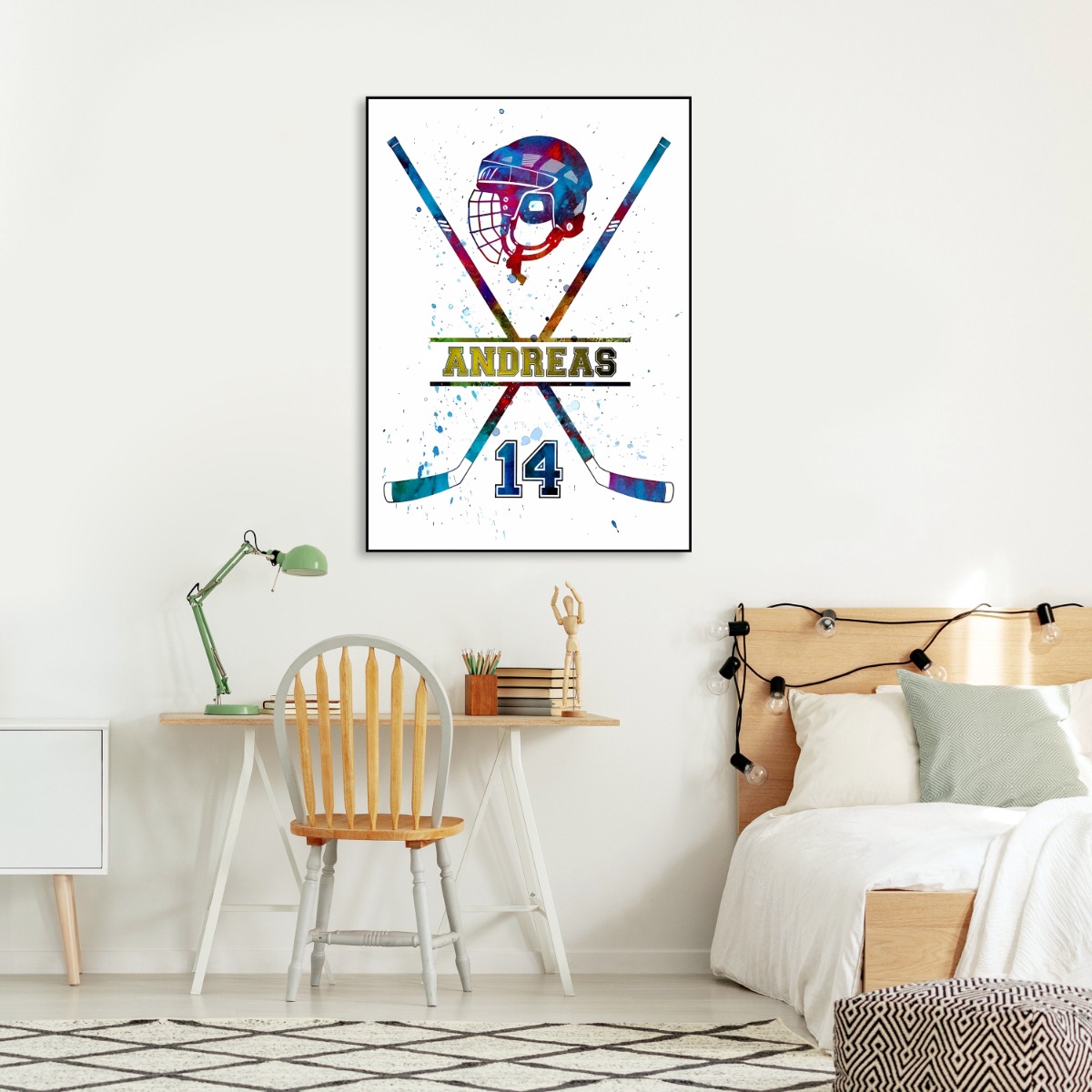 Poster -  Crossed Hockey Sticks / Personalised