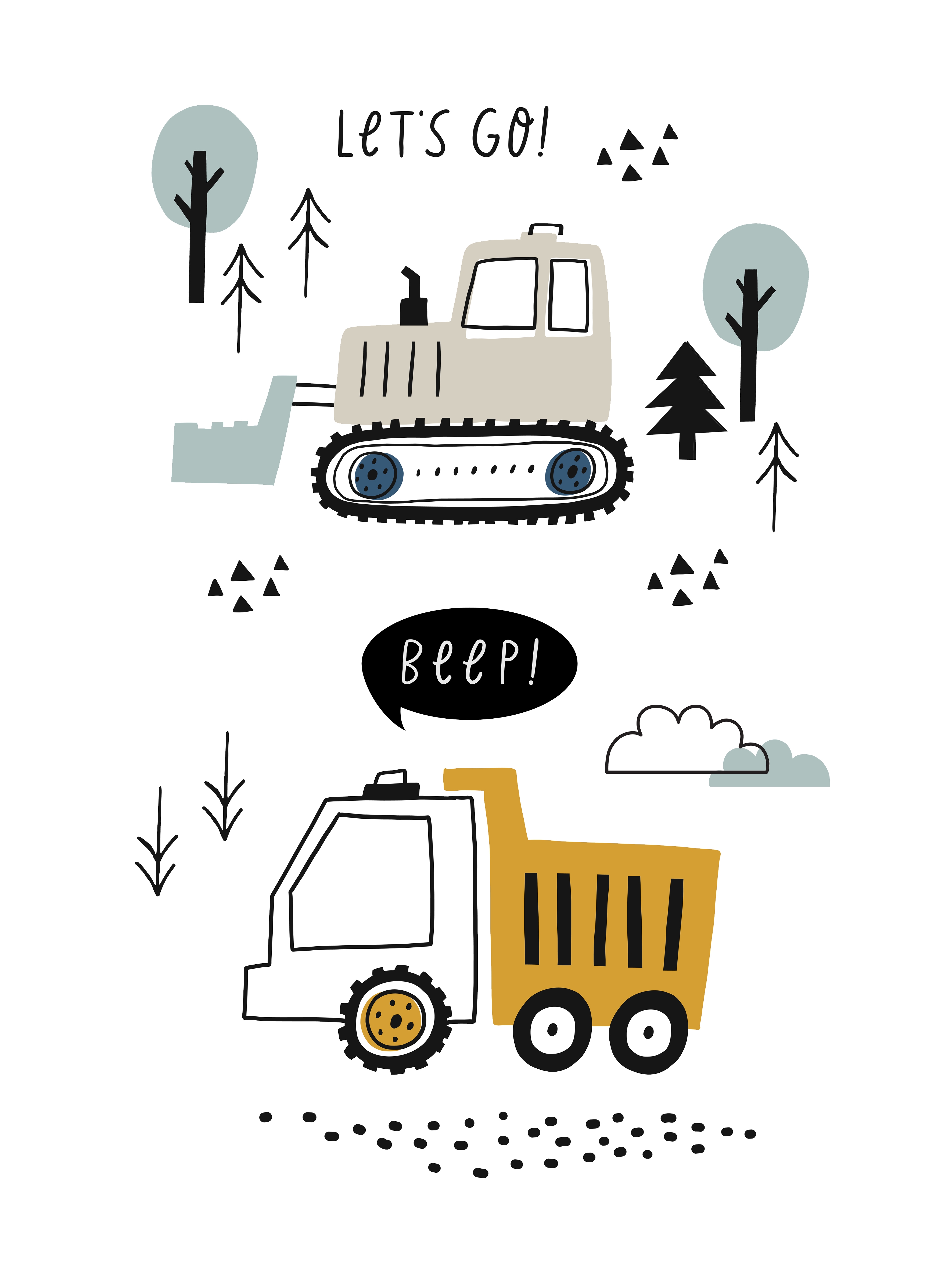 Poster - Construction Vehicles / LET'S GO