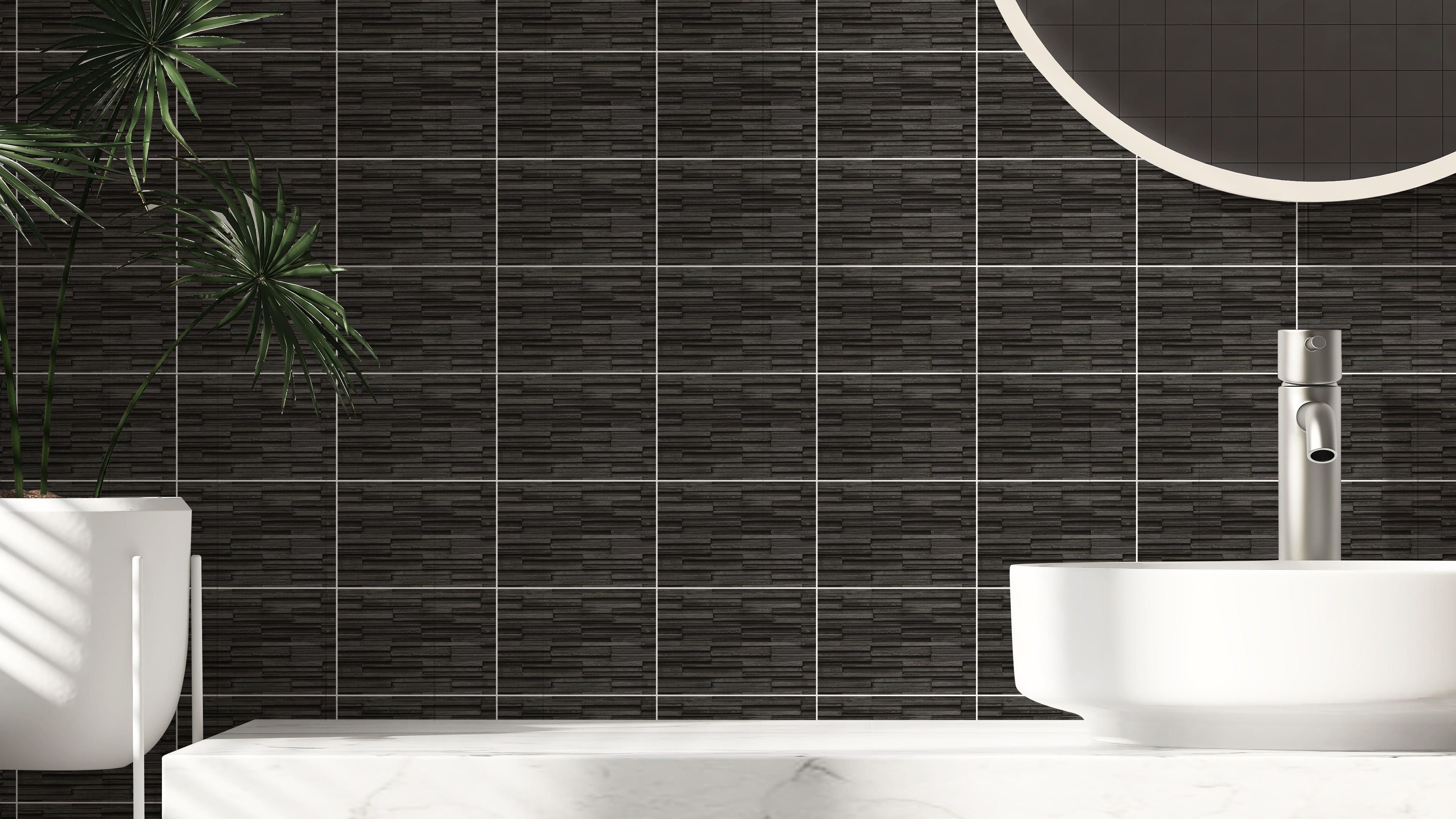 Tiles Sticker -   Black / Rectangular / 24 pcs
