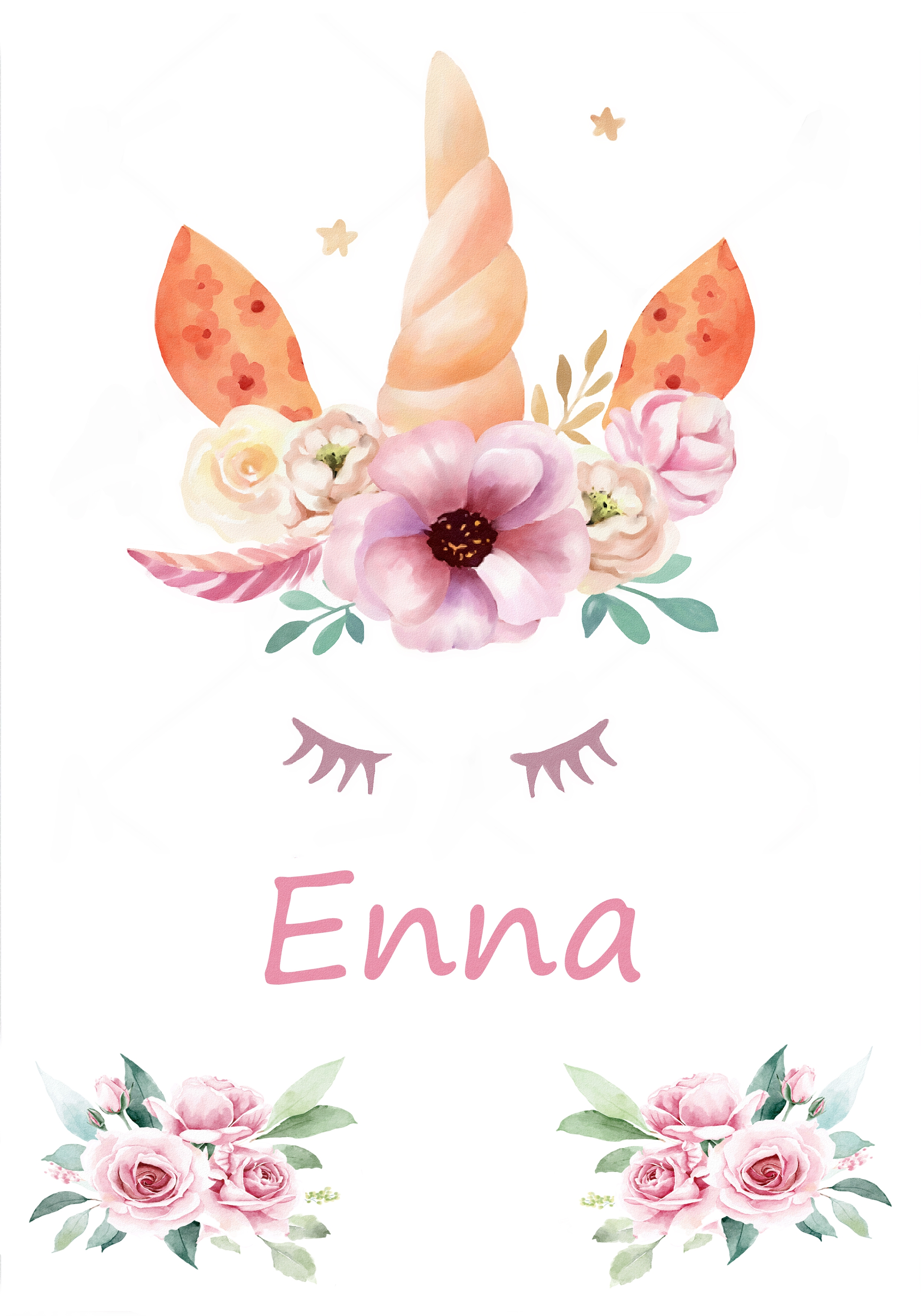 Poster -   Unicorn / Personalised / Pink