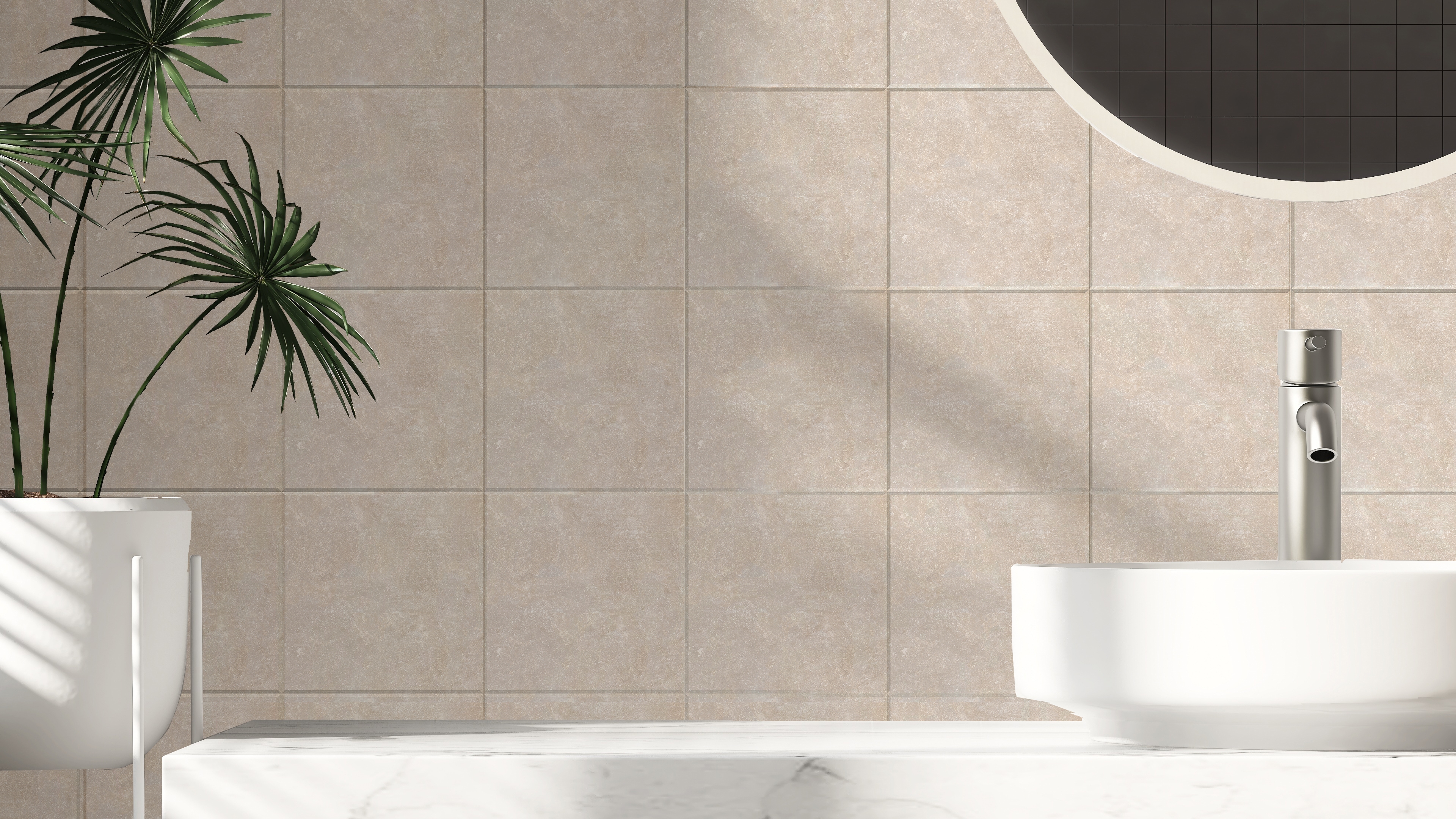Tiles Sticker -  Pale Brown and White  / Rectangular / 24 pcs
