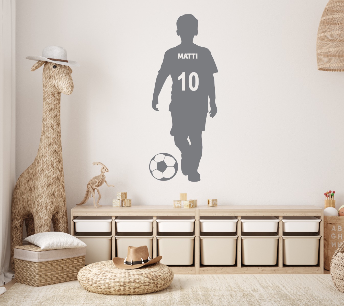 Wallsticker -  Football Player / Personalised / Name and Number / Transparent