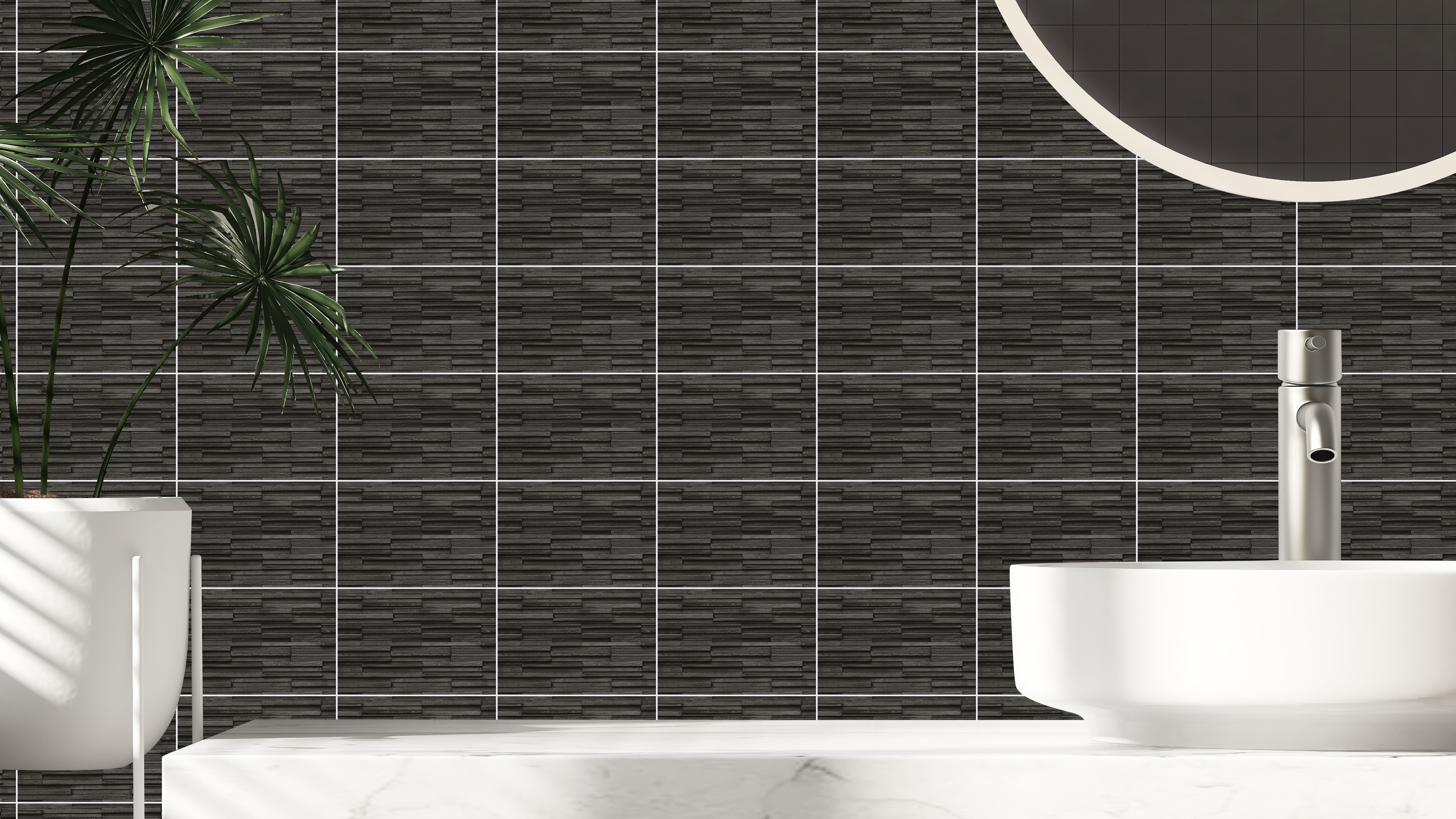Tiles Sticker -   Light  Black / Rectangular / 24 pcs