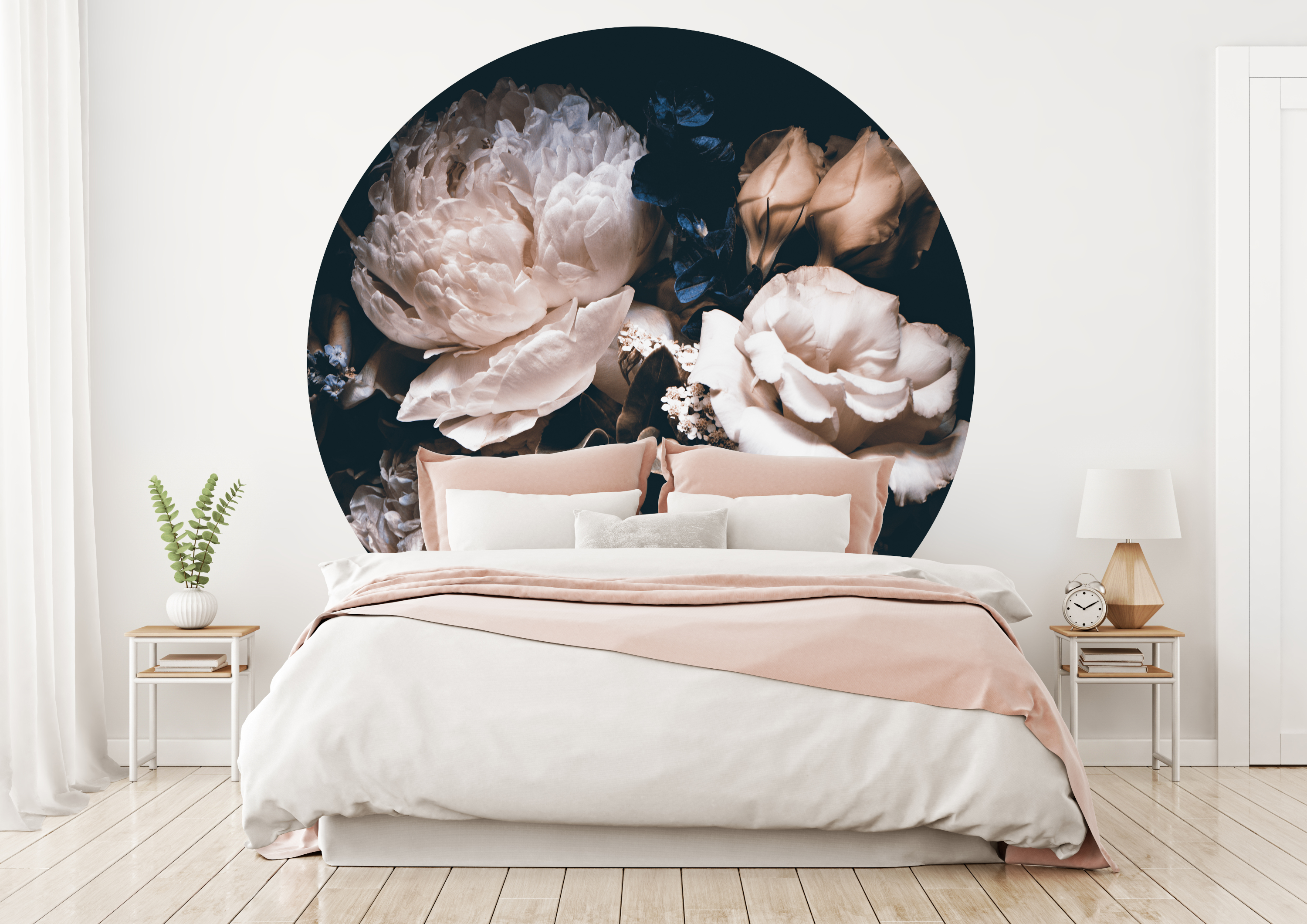 Wallsticker - Pink and Blue Flowers / Circle