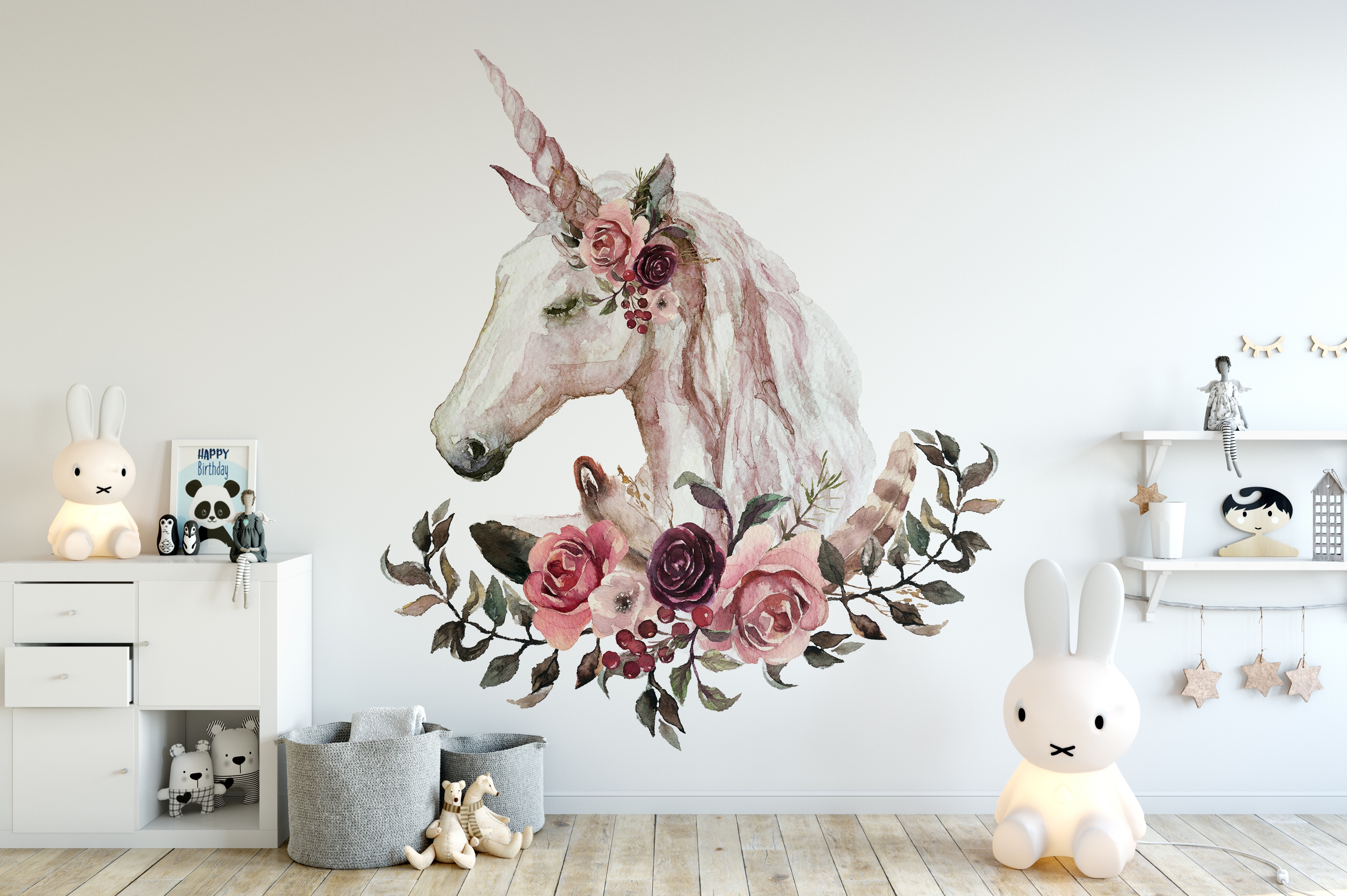 Wallsticker - Unicorn with Flowers