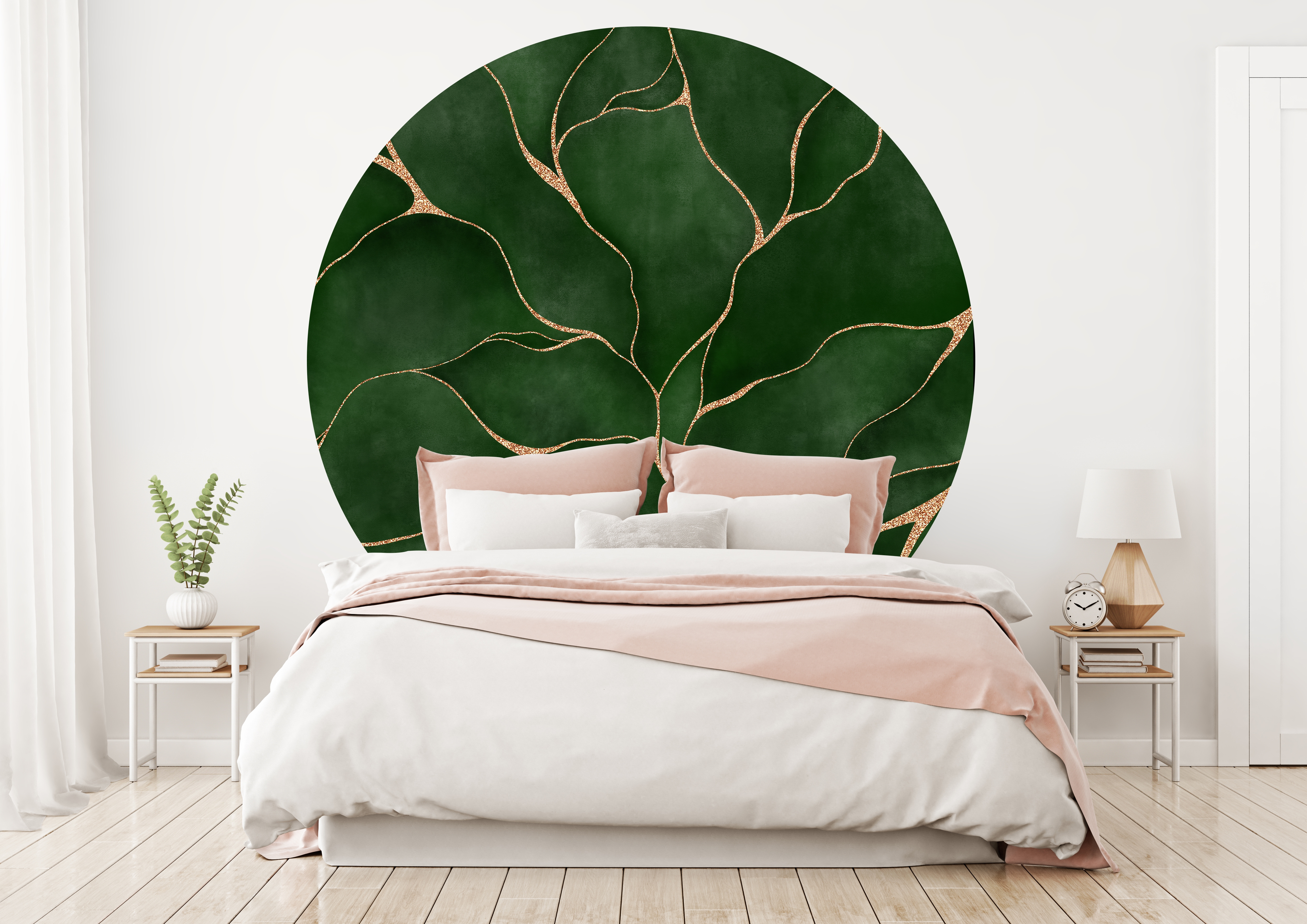 Wallsticker - Green Leafy Pattern / Circle