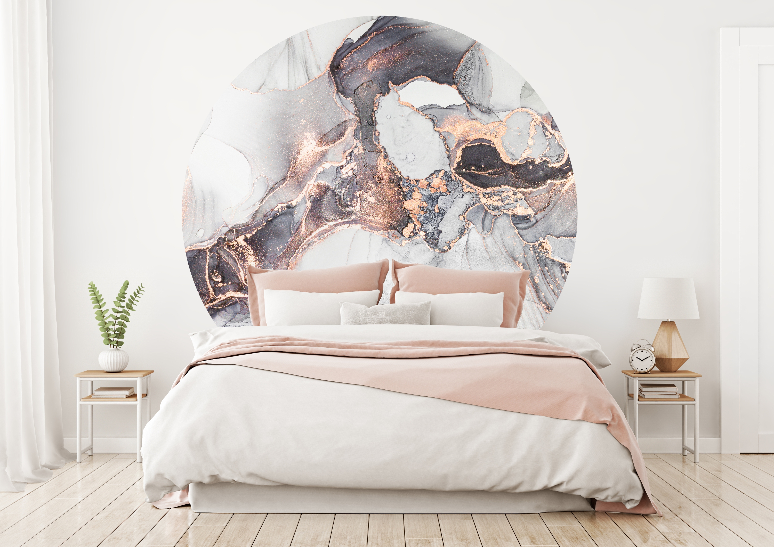 Wallsticker - Light Grey and Peach Pattern / Circle