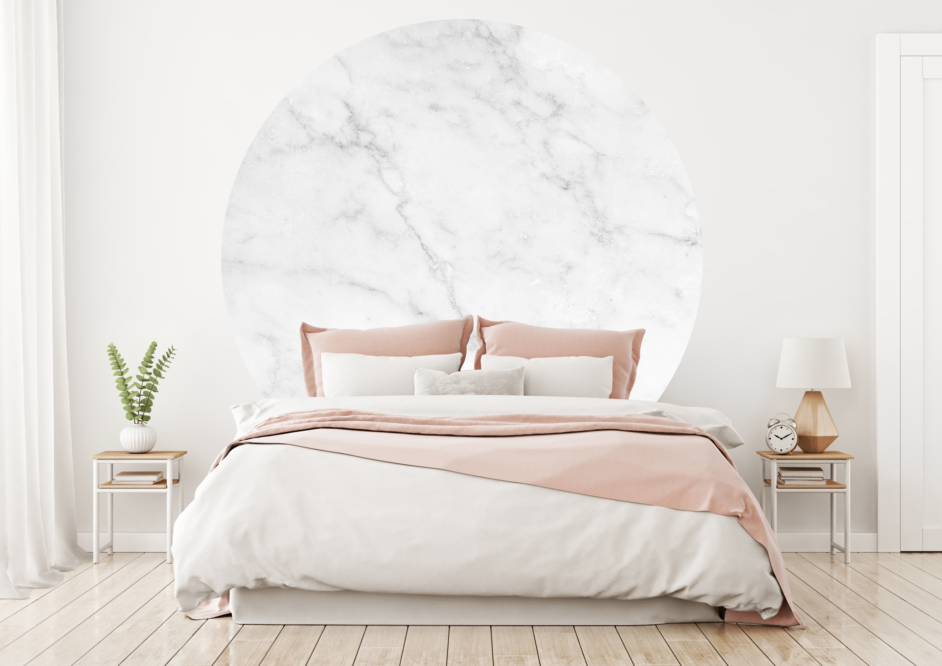 Wallsticker - White Marble Pattern / Circle