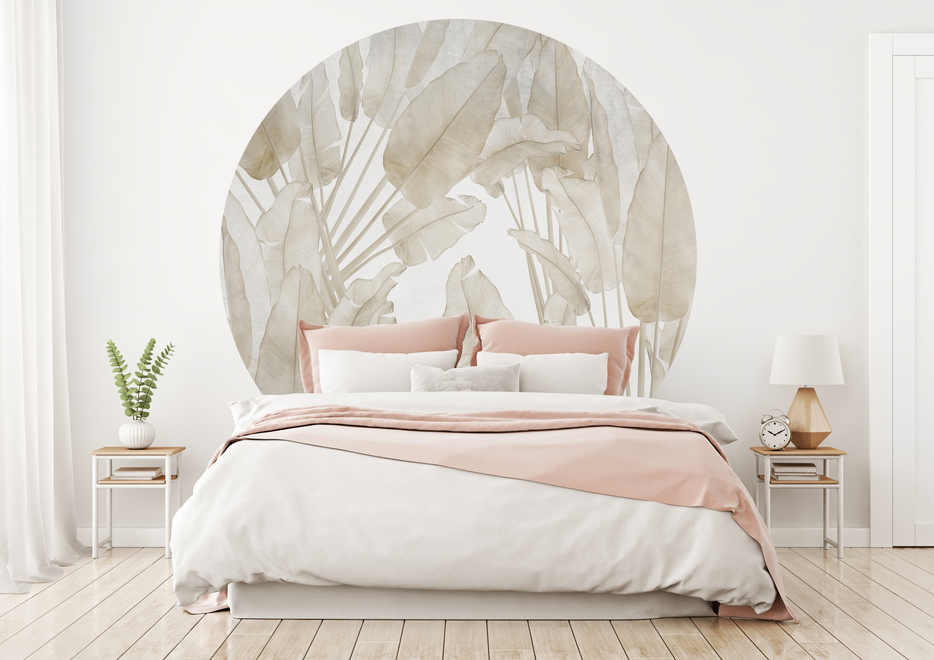 Wallsticker - Long Brown Leaves / Circle