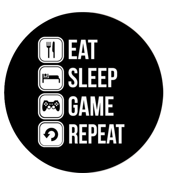 Wallsticker -  Eat  Sleep Game Repeat   / Round