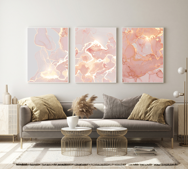 Posters -   Pink wall pattern / Set of 3