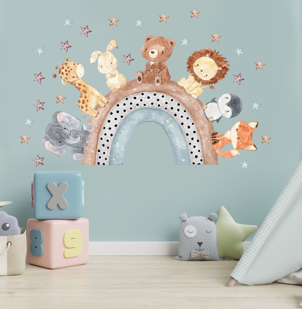 Wallsticker - Animals and Rainbow and Stars