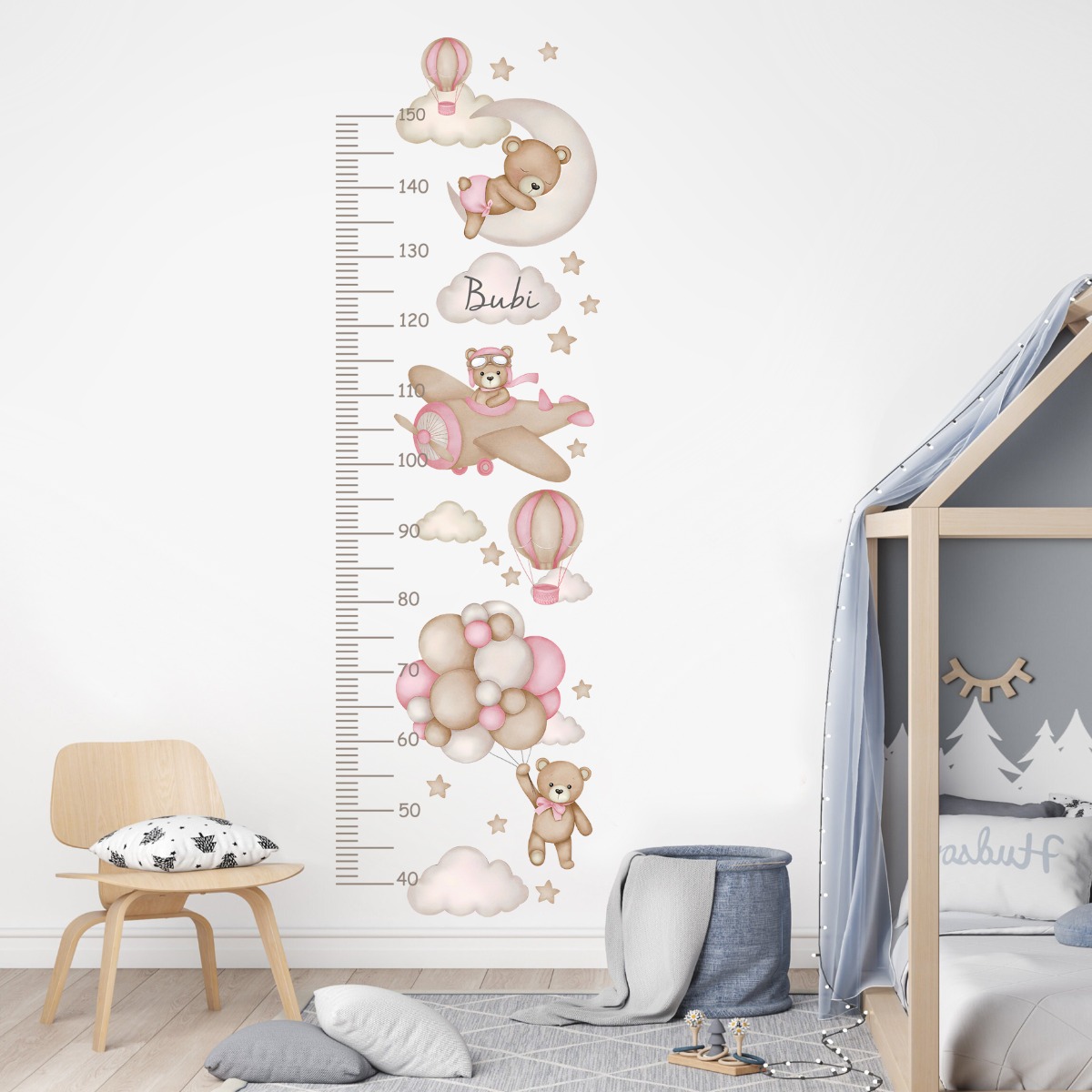 Wallsticker - Bear and Balloons / Height Measure / Personalised