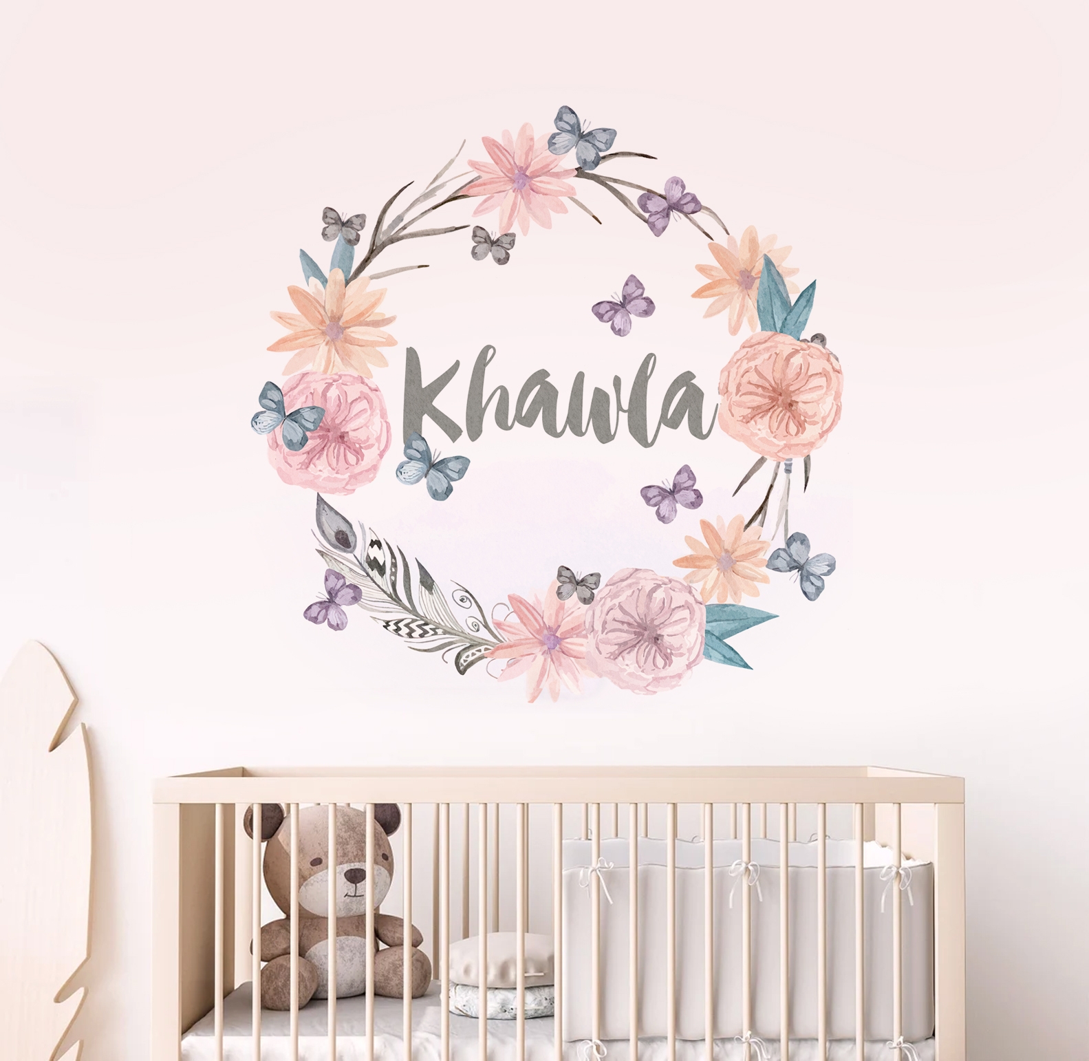 Wallsticker - Butterflies and Flowers / Personalised