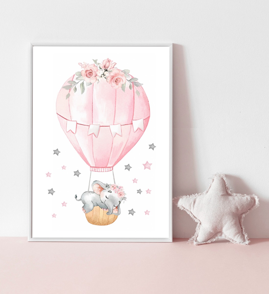 Poster – Elephant Dreams: A Whimsical Hot Air Balloon Adventure