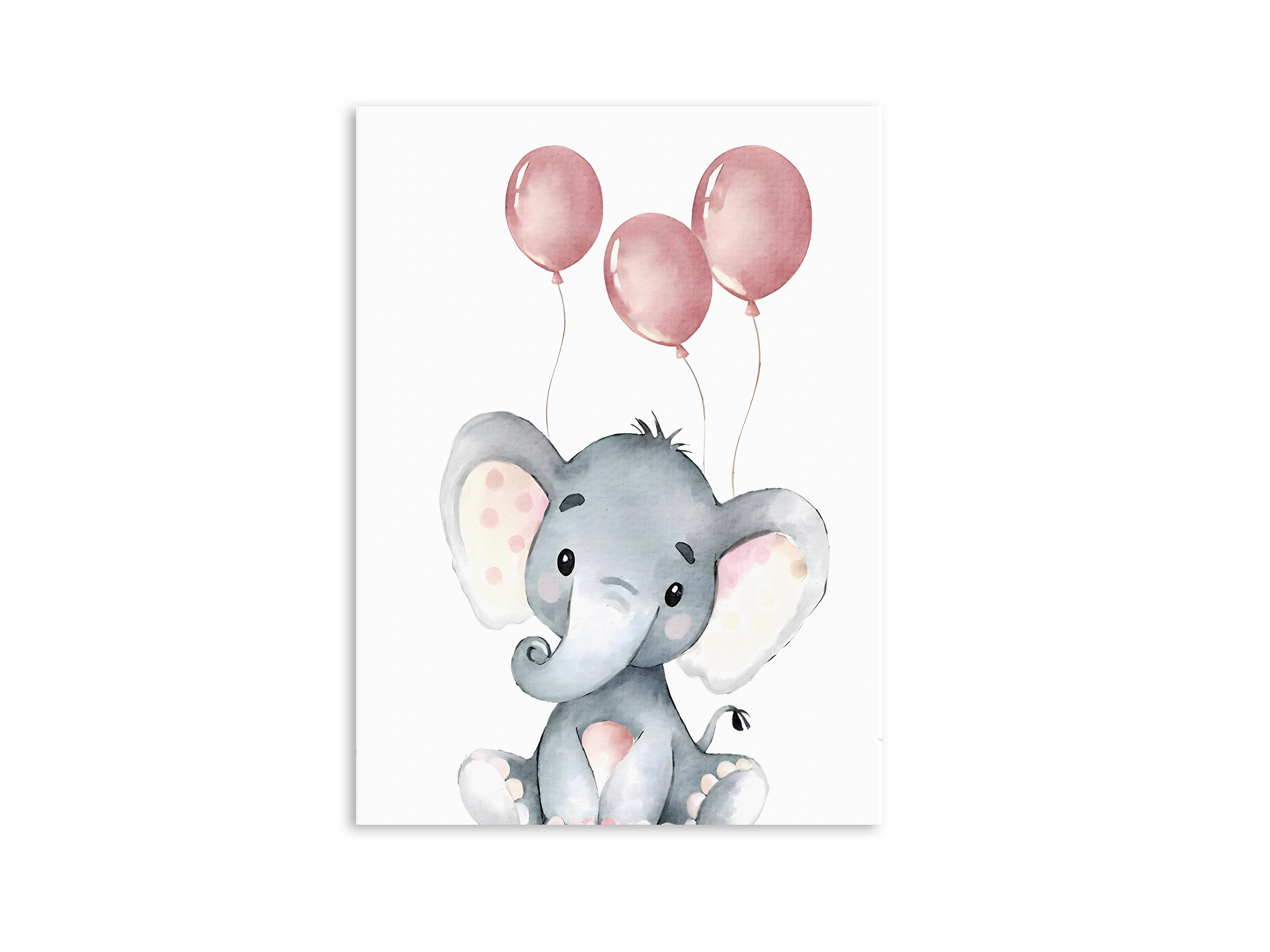 Poster -  Elephant and Pink Balloons