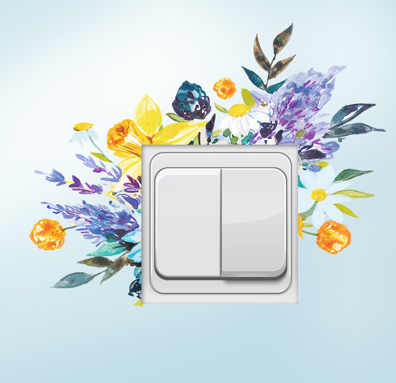 Switch Sticker - Yellow and Blue Flowers