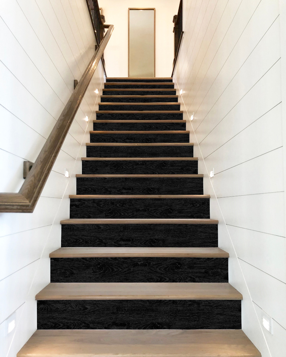 Wallsticker - Stair Riser / Black Wood / Set of 13