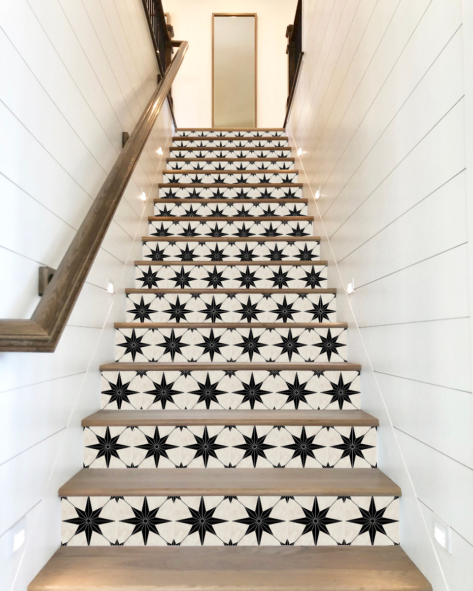 Wallsticker -  Stair Riser / Black pattern / Set of 13