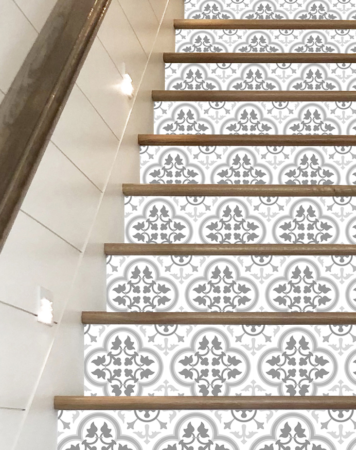 Wallsticker -  Stair Riser / Grey pattern  / Set of 13