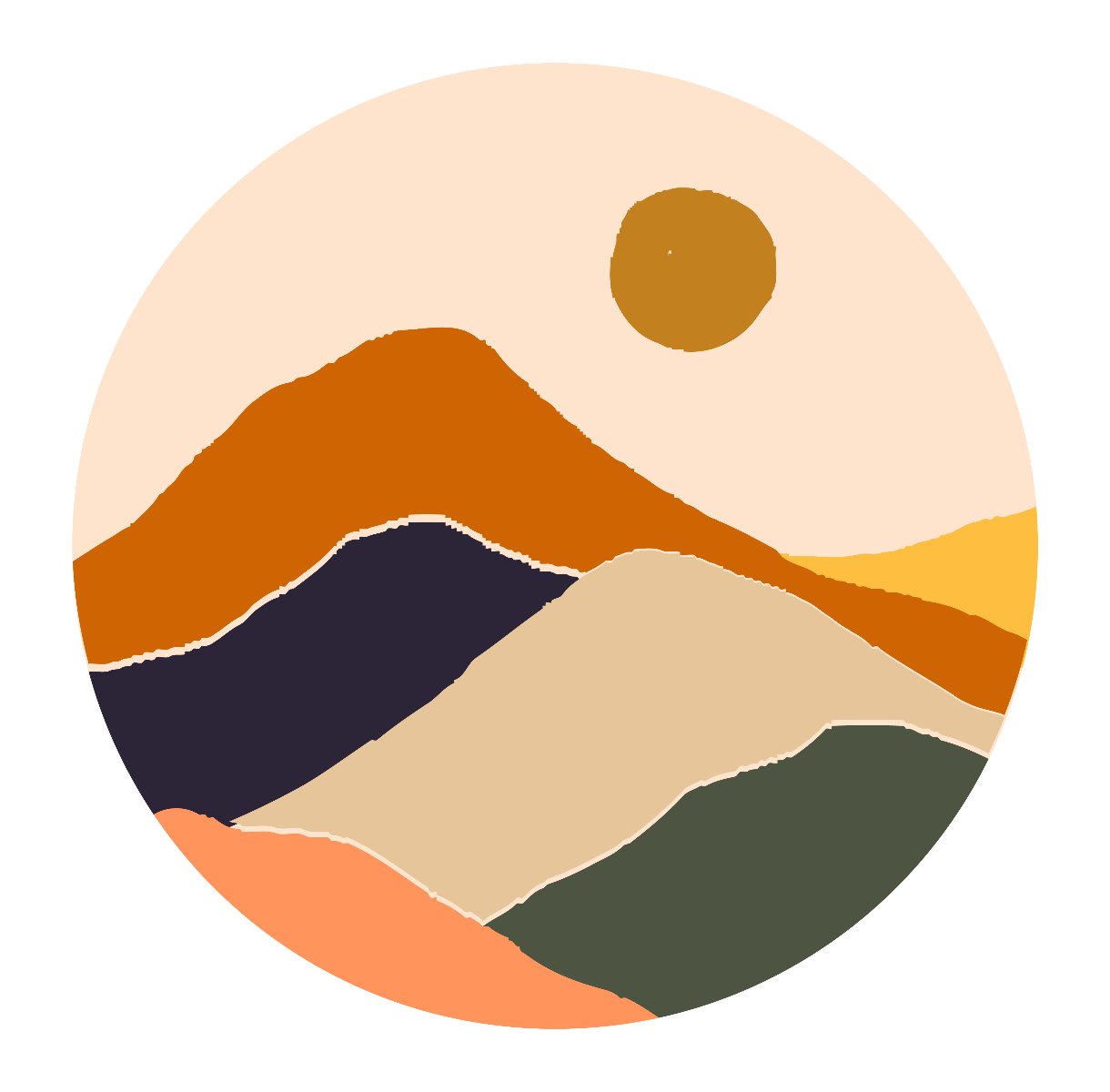 Wallsticker -  Blue and yellow mountains / Circle