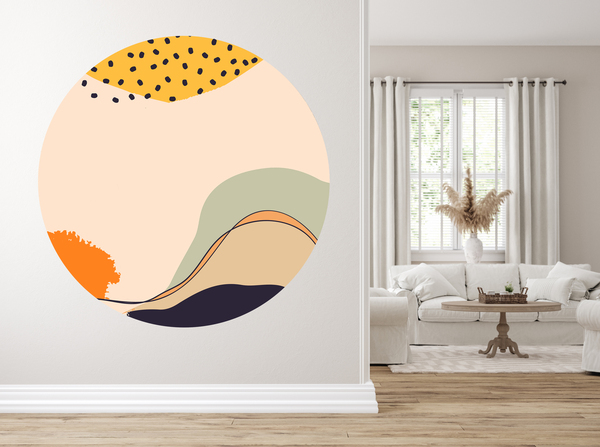 Wallsticker - Yellow with blue dots  / Circle