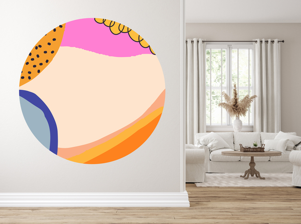 Wallsticker - Yellow and pink  / Circle