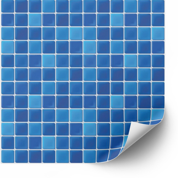 Tiles Sticker - Shades of blue Tiles pattern / 24 pcs