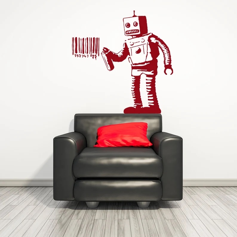 Wallsticker -  Barcode Robot  / Burgundy