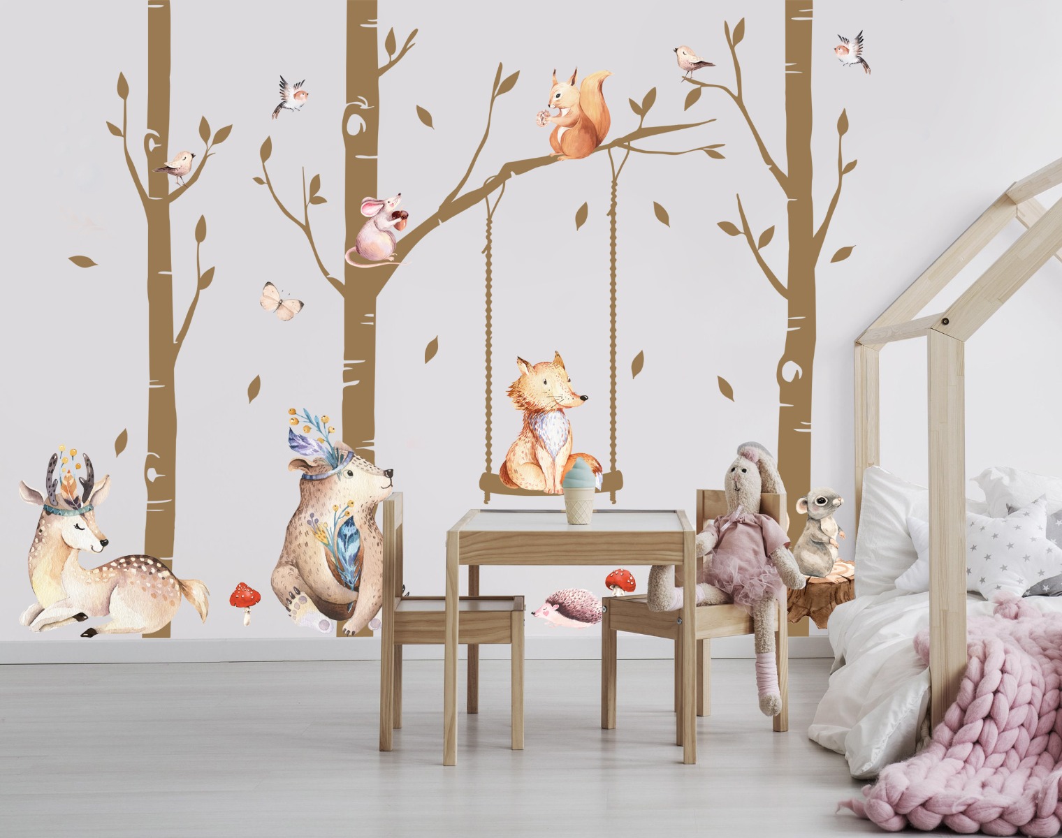 Wallsticker – Animals in Tree and Swing / 02