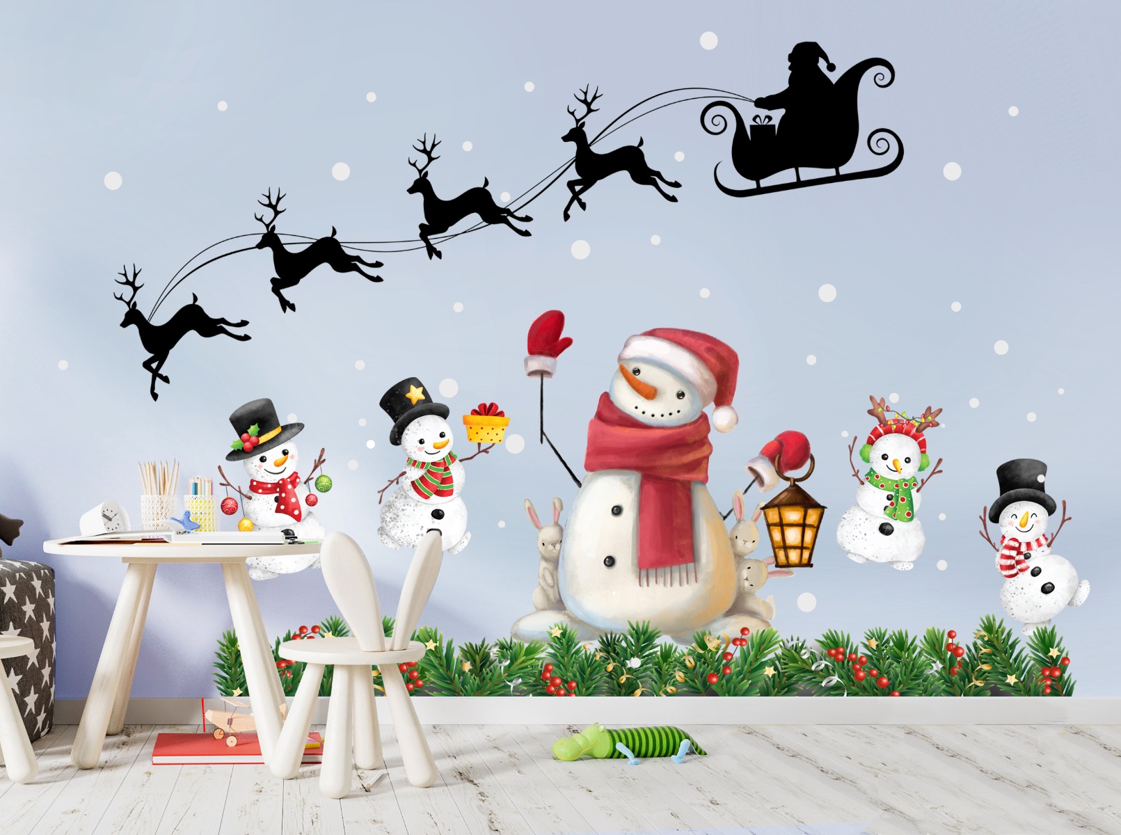 Wallsticker – Christmas / Sleigh and Snowman