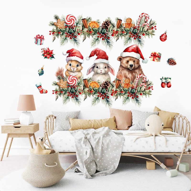 Wallsticker – Christmas / Furry Animals and Decorations
