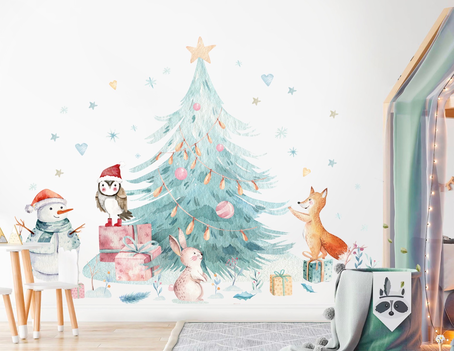 Wallsticker – Christmas / Tree, Snowman and Animals