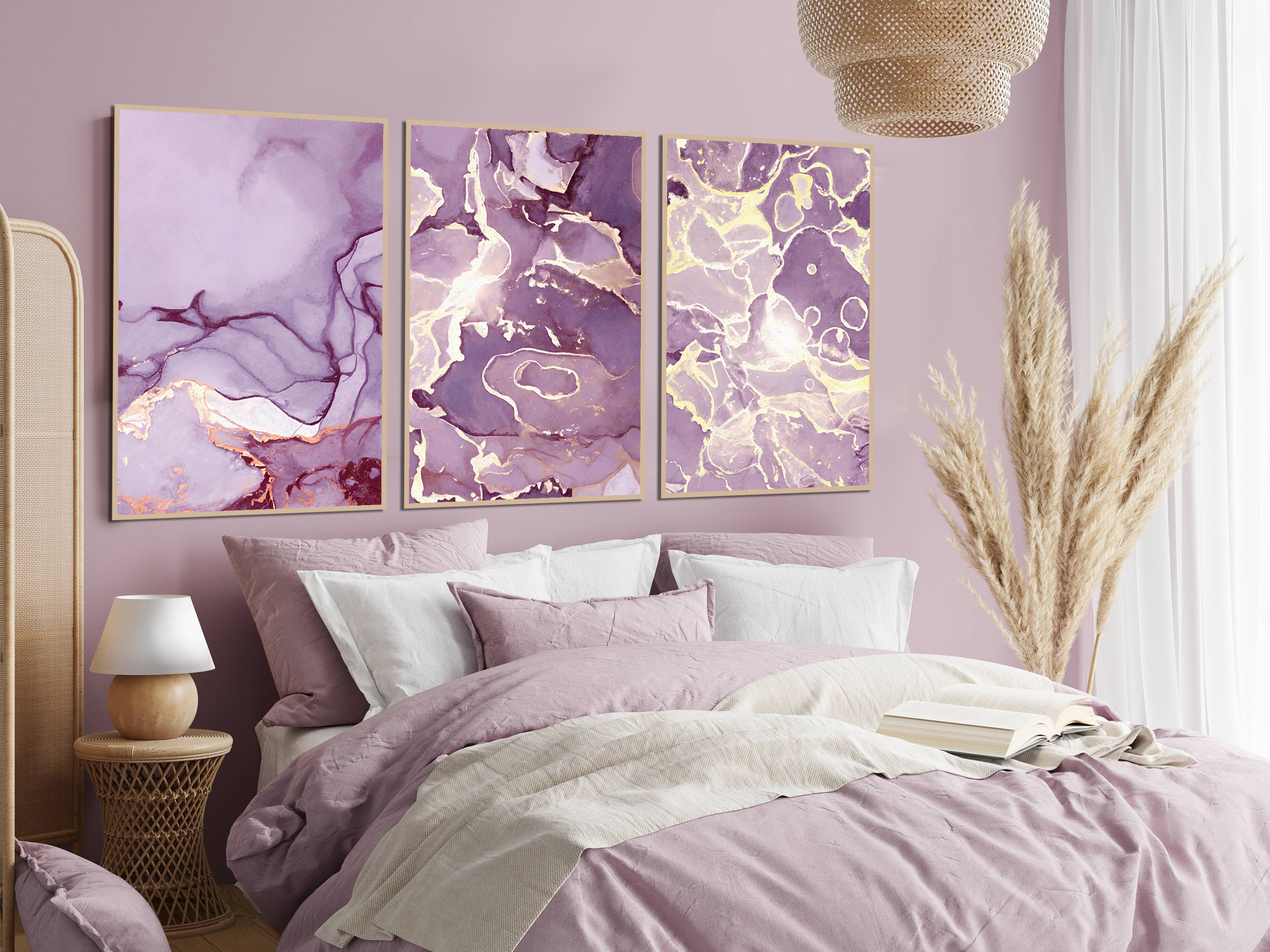 Posters -  Pink purple marble pattern / Set of 3