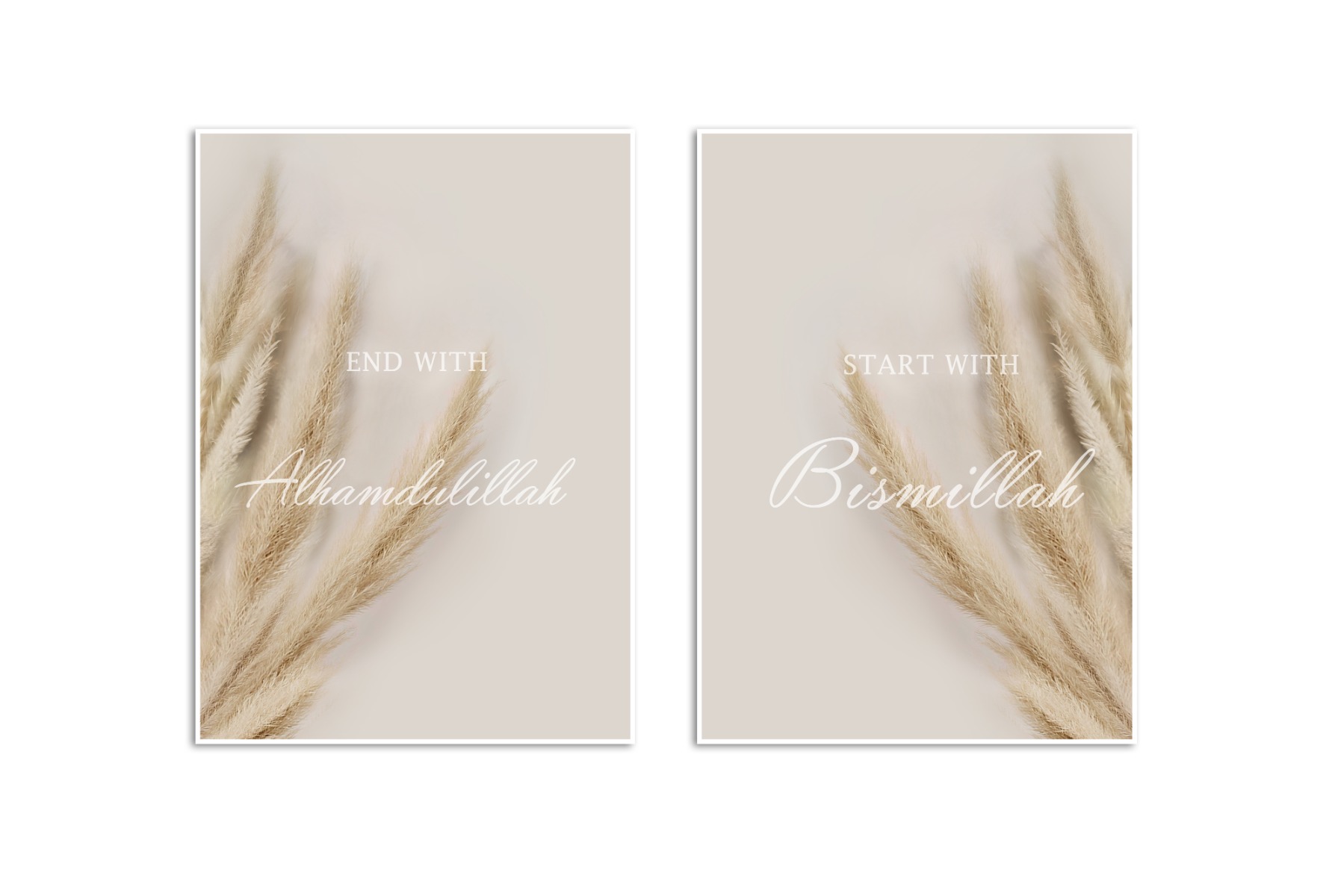 Posters -  Islamic Bismillah Grass Beige Boho  / Set of 2
