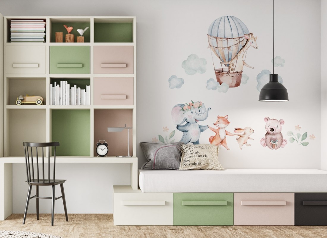 Wallsticker - Giraffe in a Balloon