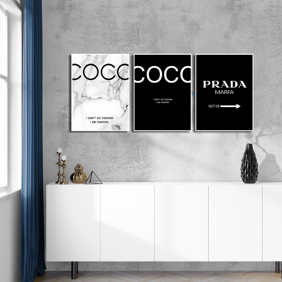 Posters – COCO, PRADA / Black and white / Set of 3