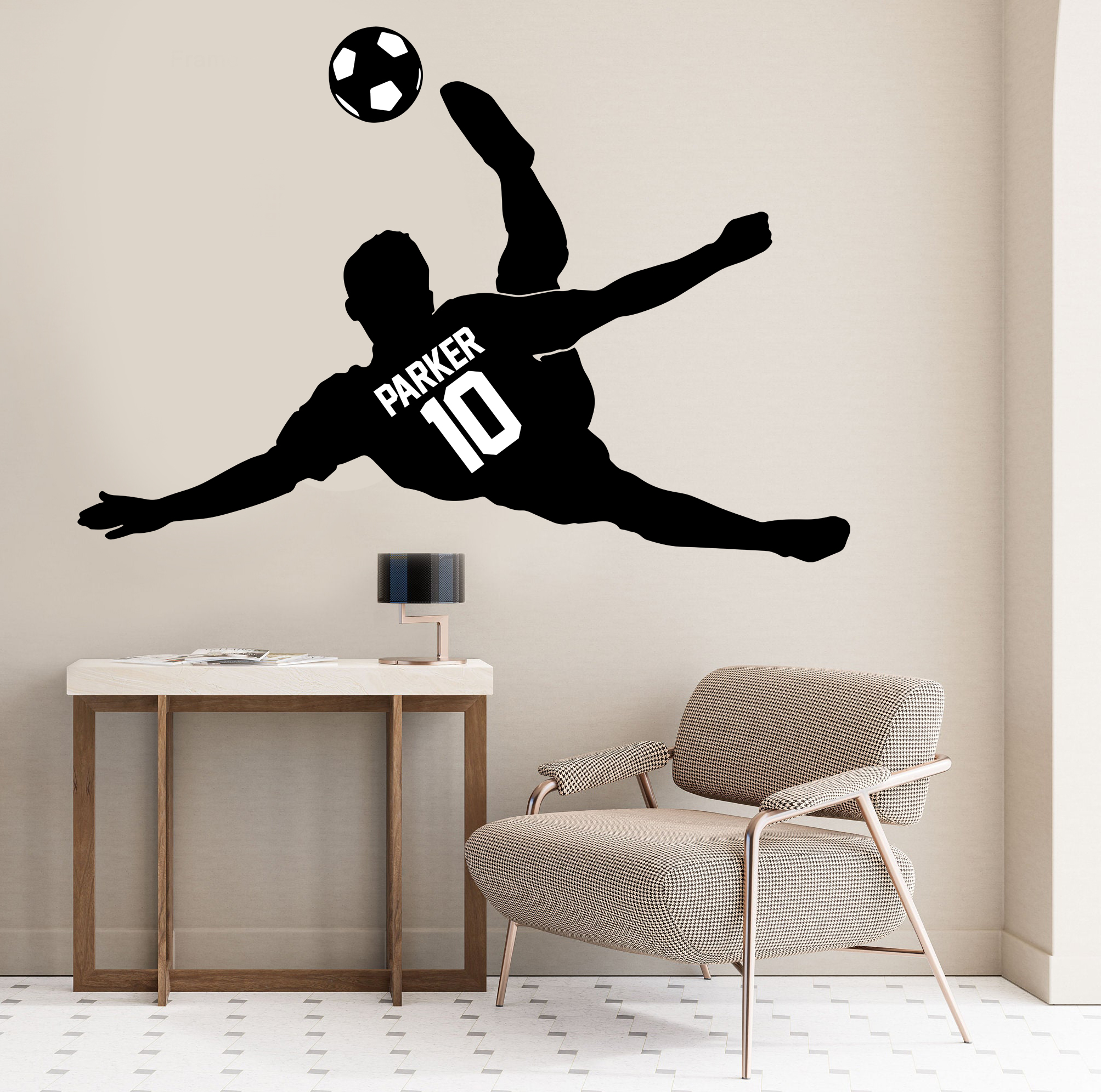 Wallsticker - Soccer Player with Name and Number / Personalised