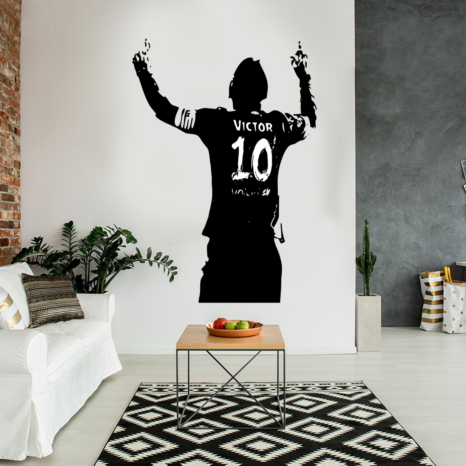 Wallsticker - Football Player / Personalised with Name and Number / Transparent