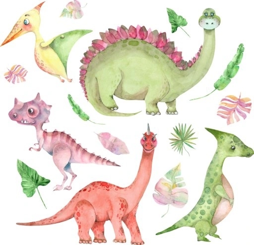 Wallsticker - Dinosaurs and Leaves