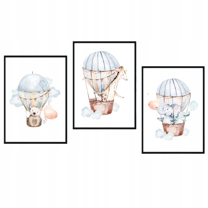 Posters - Animals on Balloons / Set of 3
