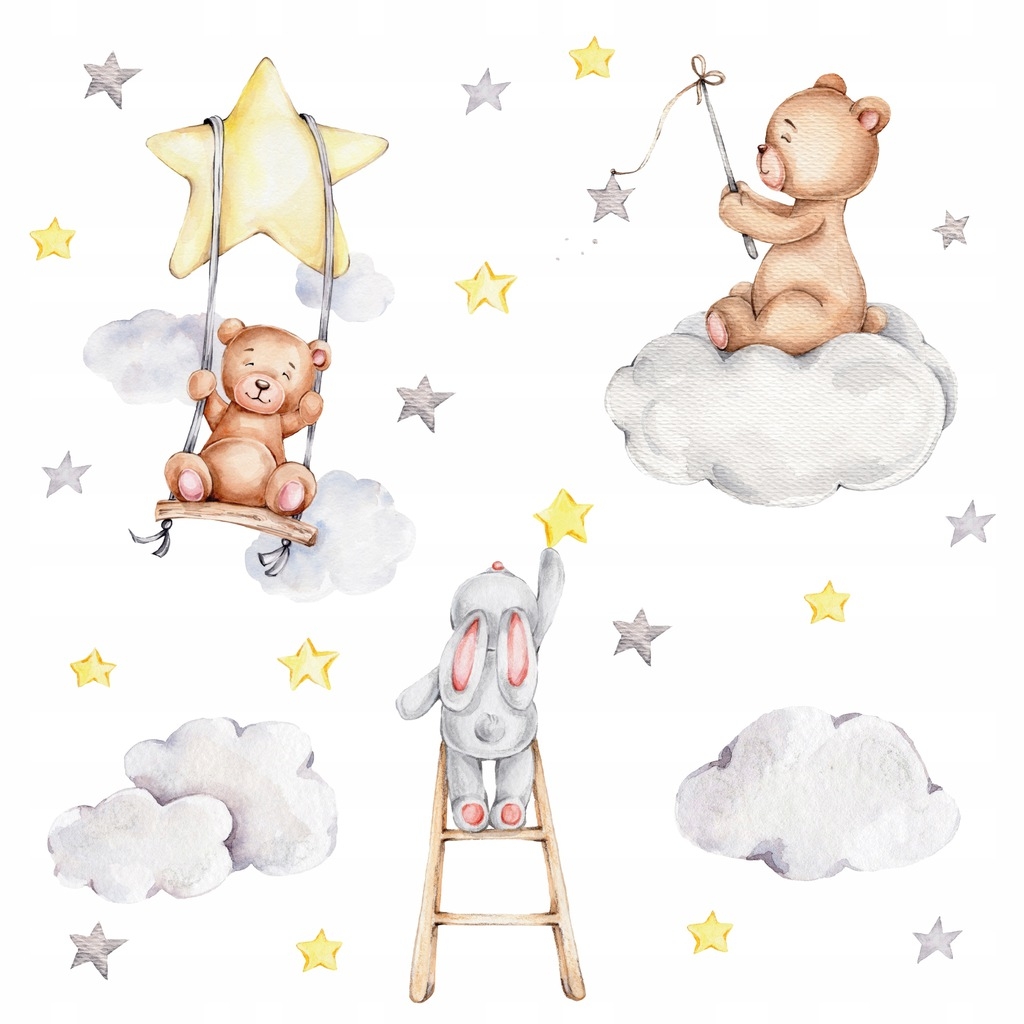 Wallsticker - Bears and Bunny with the Star