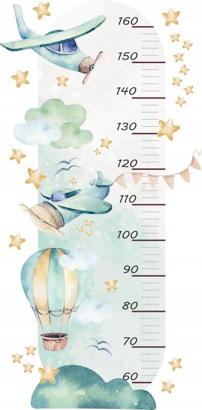 Wallsticker - Planes and Balloon / Height Measure